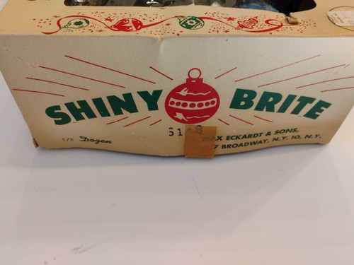 Vtg 6 Blue Shiny Bright 2.5" Christmas Balls Ornaments, Original Box - Picture 9 of 10