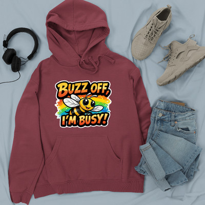 Buzz Off Im Busy World Bee Day Hoodie Cute Bumble Bee Honey Funny Gift