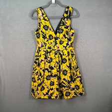 J. Crew Womens Size 4 Yellow Floral Sleeveless Fit & Flare Dress