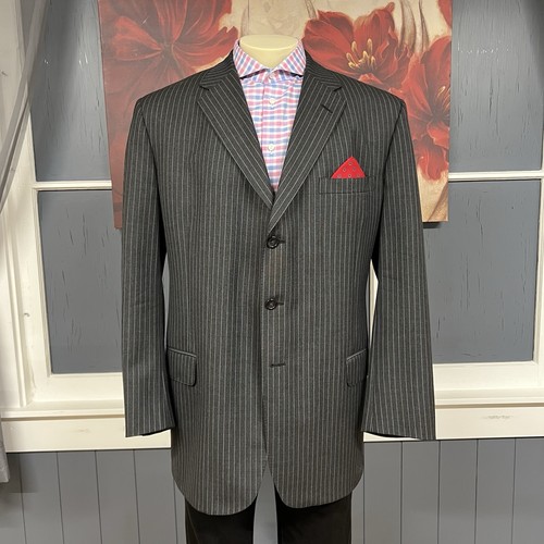Tom James Custom Suit Mens 46-48Long Wool Cuffed Pleated Pants 38x31 Gray/Blue - Picture 2 of 15