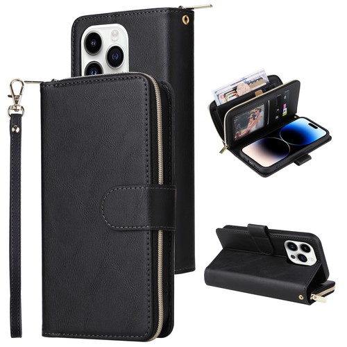 For iPhone 16 15 14 13 12 11 Plus/Pro/Max XS 8/7 Wallet Case Leather Flip Cover - Picture 16 of 26