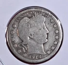1914 D Barber quarter and 1890 penny