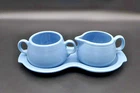 Vintage Homer Laughlin Fiesta Ware Periwinkle Blue Creamer Sugar Bowl & Tray
