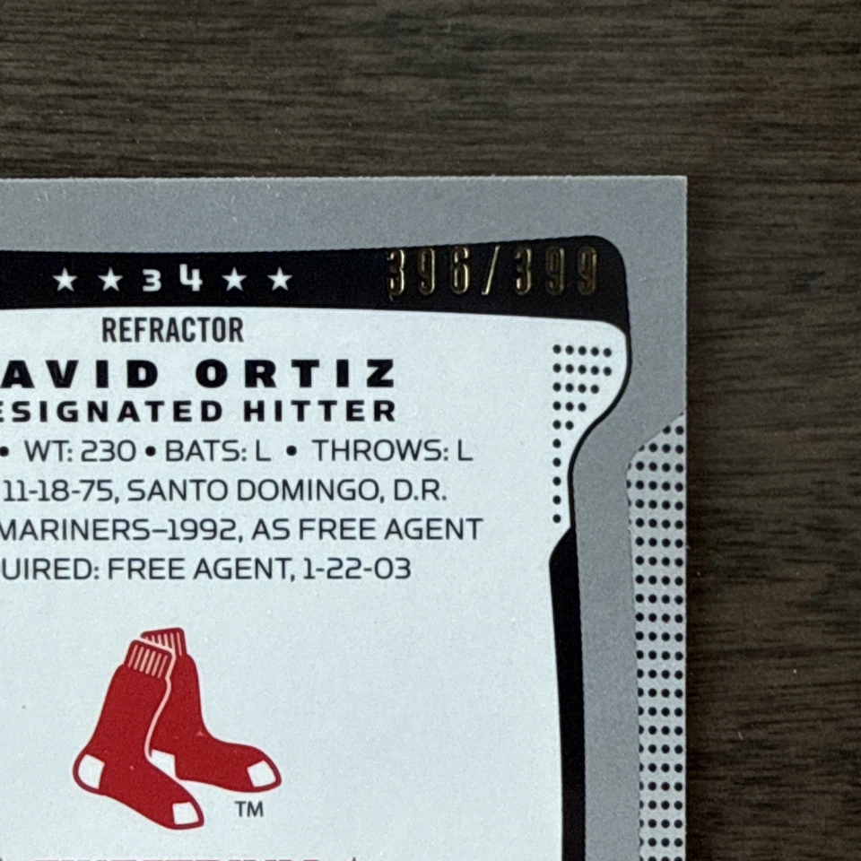 2009 Topps Finest - David Ortiz #34 Blue Refractor /399 - Image 4 of 4