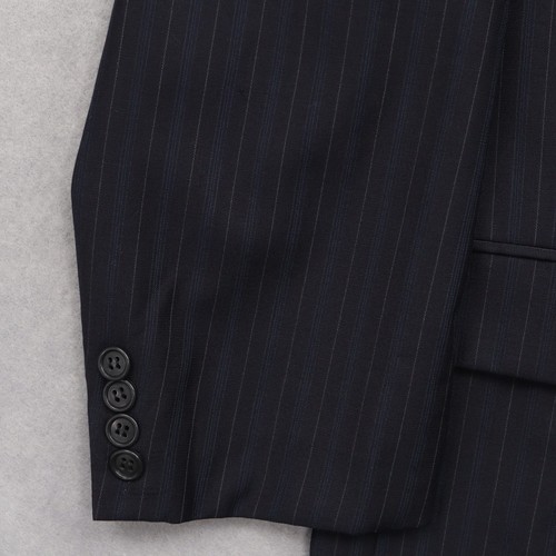 Adolfo Super 120s Wool Mens Sport Coat 46R Dark Navy Pinstripe Single Breasted - Picture 4 of 14