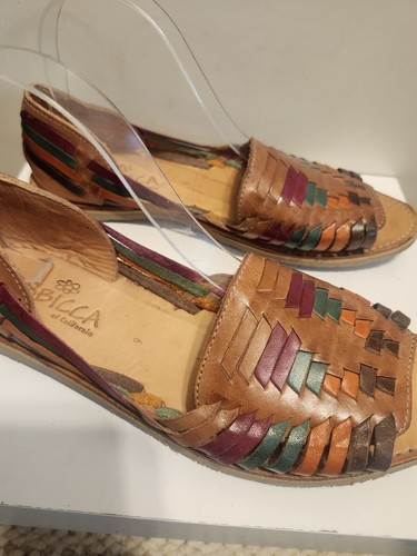 Neu mit Etikett Sbicca "Jared" mehrfarbige flache Leder-Huarache-Sandalen Größe 9 Einzelhandel 125 $ - Bild 5 von 7