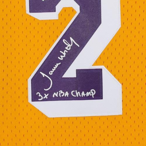 James Worthy Lakers signiertes Mitchell & Ness 84-85 Swingman Trikot mit 3x Champ Insc - Bild 5 von 6