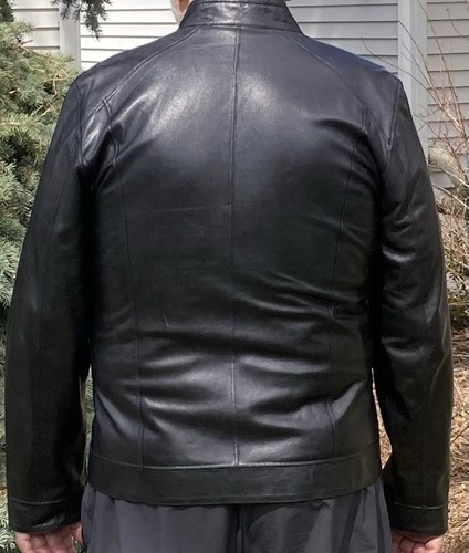 ✨Neu ohne Etikett Wendejacke schwarz Leder bis dunkelblau leichte Wildleder/glatt Gr. L - Bild 3 von 14