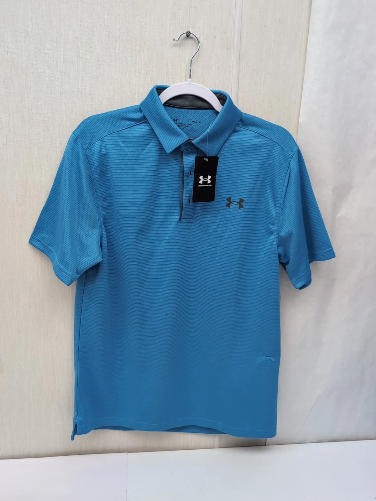 Under Armour Men's UA Rival Athletic Pullover SS Sz Lg Polo Light Blue AM12