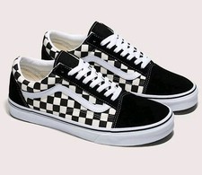 VANS OLD SKOOL SHOES Low Top Checkerboard Blk White Suede Canvas 8 WOMEN/6.5 MEN