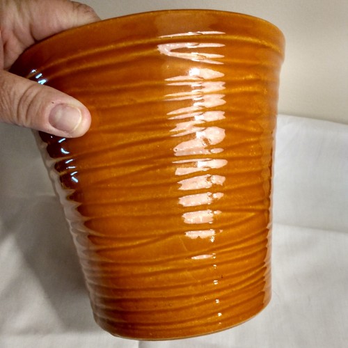 Fioriera/vaso vintage 6" McCoy ceramica arancio bruciato onda - MCM - retrò - Foto 21 di 22