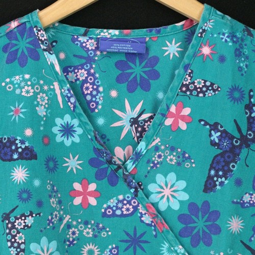 CAROLS PEELING TOP SCHMETTERLING SCHMETTERLINGE GEBLÜMT BLAU DAMEN GRÖSSE S BAUMWOLLMISCHUNG