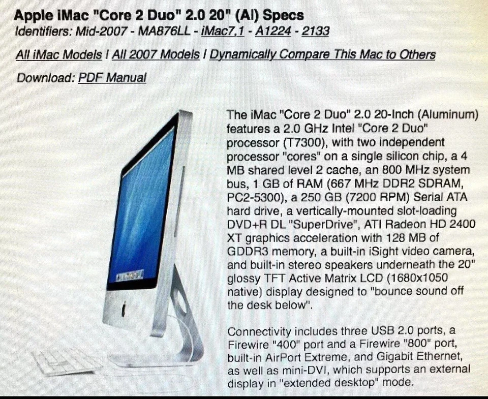 Lot of 2 Apple iMac Desktops – 20” & 21.5” – 4GB/250GB + 8GB/1TB – macOS & Windo - Image 4 of 4