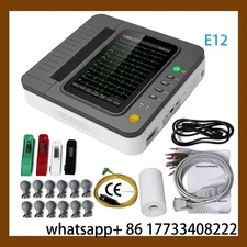 Digital 12 Channel/Lead EKG+PC Sync software Color HD Display Touch