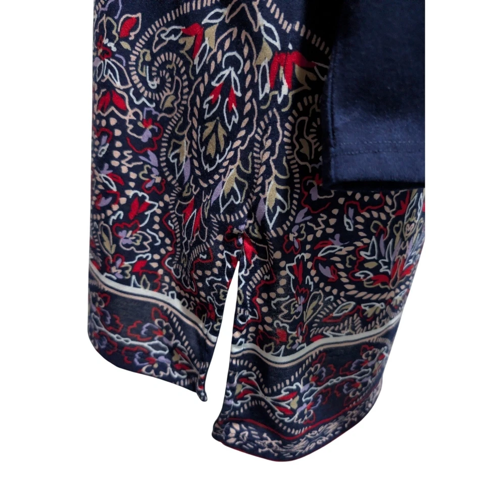 Camisa para mujer LIZ CLAIBORNE para mujer talla pequeña azul marino Henley damasco top túnica Foto 4 de 4