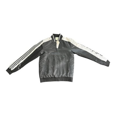 Adidas NEO Mens Varsity Jacket Padded Bomber Black Shiny White Logo Hype Medium