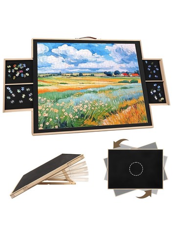 Jigsaw Puzzle Board 1500 Pieces Adjustable Puzzle Table with Drawers Dust Cover