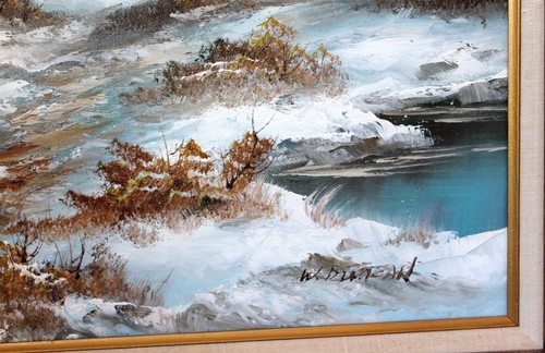 Oil Painting on Canvas Winter Landscape Signed W Duncan  - Picture 9 of 12