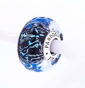 Wavy Dark Blue Murano Glass Ocean Charm Wavy Dark Blue Murano Glass Ocean Charm