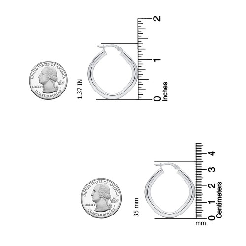 925 Sterling Silver Minimalist Square Hoop Earrings for Women Gifts for Her 35MM - Picture 5 of 7