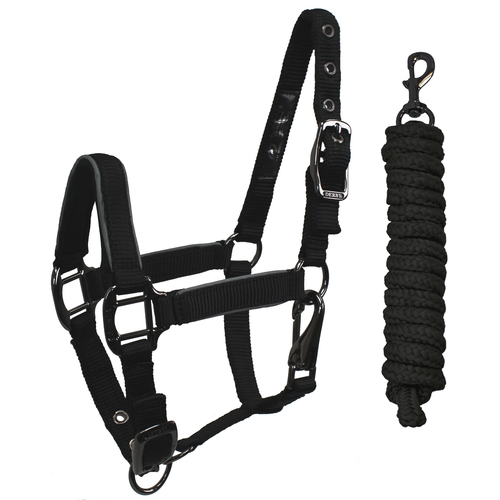 Derby Originals Blackout Reflective Safety Stable Horse Halters with Leads - Picture 15 of 27