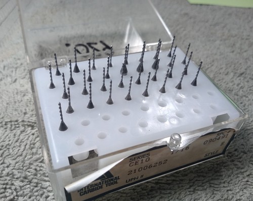 .0295" Dia. or #69 Drill Size Old Stock Carbide Drills, Partial Box of 34 Bits