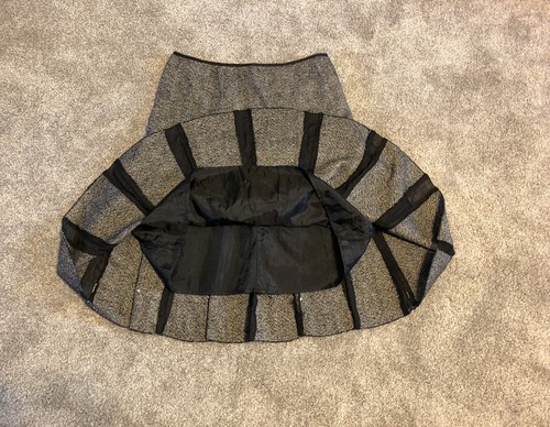 Focus 2000 tweed and sheer chiffon skirt size 10 pleated polyester wool Casual - Picture 6 of 12