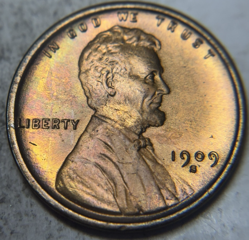 1909-S 1c Lincoln Wheat Cent. Attractive AU/UNC Details, Whizzed