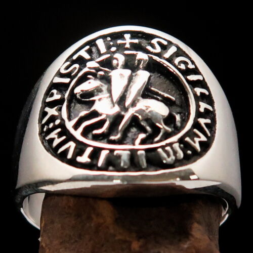 MENS STERLING SILVER TEMPLAR KNIGHT SEAL RING RIDING KNIGHTS CREST SIZE 9.5 - Picture 2 of 8