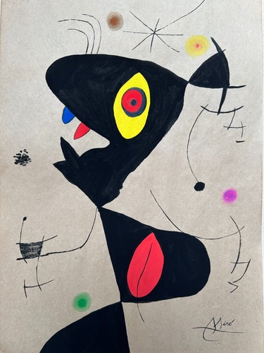 JOAN MIRO Drawing on paper (Handmade) signed and stamped vtg art - 第 9/10 張圖片