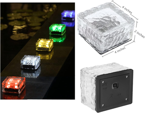 Outdoor Ice Cube Bricks Rocks Lights Solar Powered LED in Ground Pathways Patio - Picture 2 of 12