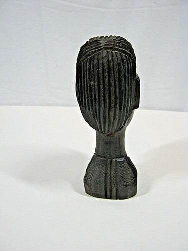 Hand Carved African Tribal Wood Sculpture Statue Bust Head Decor 6" Art - Picture 3 of 8