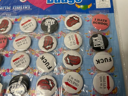Sheet of 42 Punk Anti-Authoritarian Badges politically incorrect slogans - Bild 4 von 6