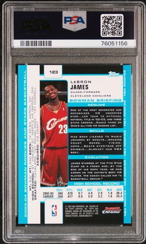 LeBron James 2003 Bowman Chrome Rookies & Stars #123 Lakers RC Rookie - PSA 9 - Picture 2 of 2