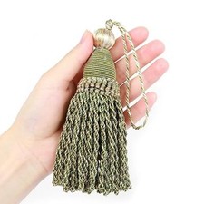 2 Pcs 6" Large Key Tassel with 4.3" Loop Elegant Hand Crafted 2 Pack Mix Green