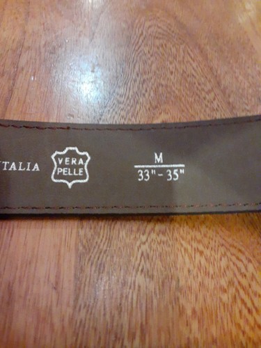 Vera Pelle Italiana Classico Invecchiato Vera Pelle Marrone Tg M da 33" a 35" - Foto 8 di 12
