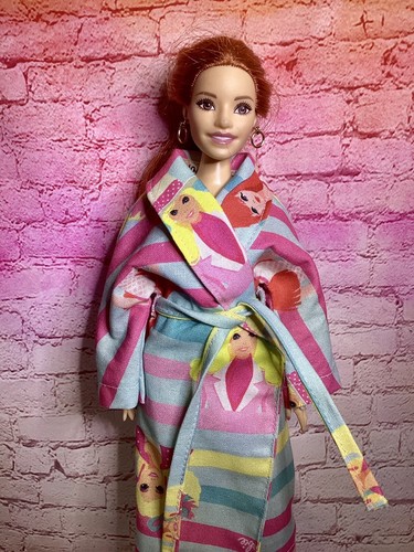 Curvy Doll Dressing Gown/Bath Robe. Mattel Barbie Fabric. Made In Qld. - Picture 2 of 7