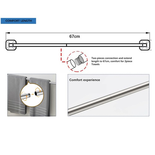 4PCS Bathroom Hardware Accessories Set Wall-Mount Stainless Steel Towel Bar Set - Picture 19 of 20