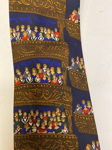 Vtg Alynn Neckwear Theater Opera Philharmonic Bravo Night Mens Necktie Gift Blue - Picture 5 of 9