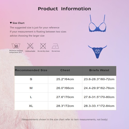 Women See Through Lace Lingerie Set Cupless Underwire Bra with T-back Underwear - Picture 7 of 94