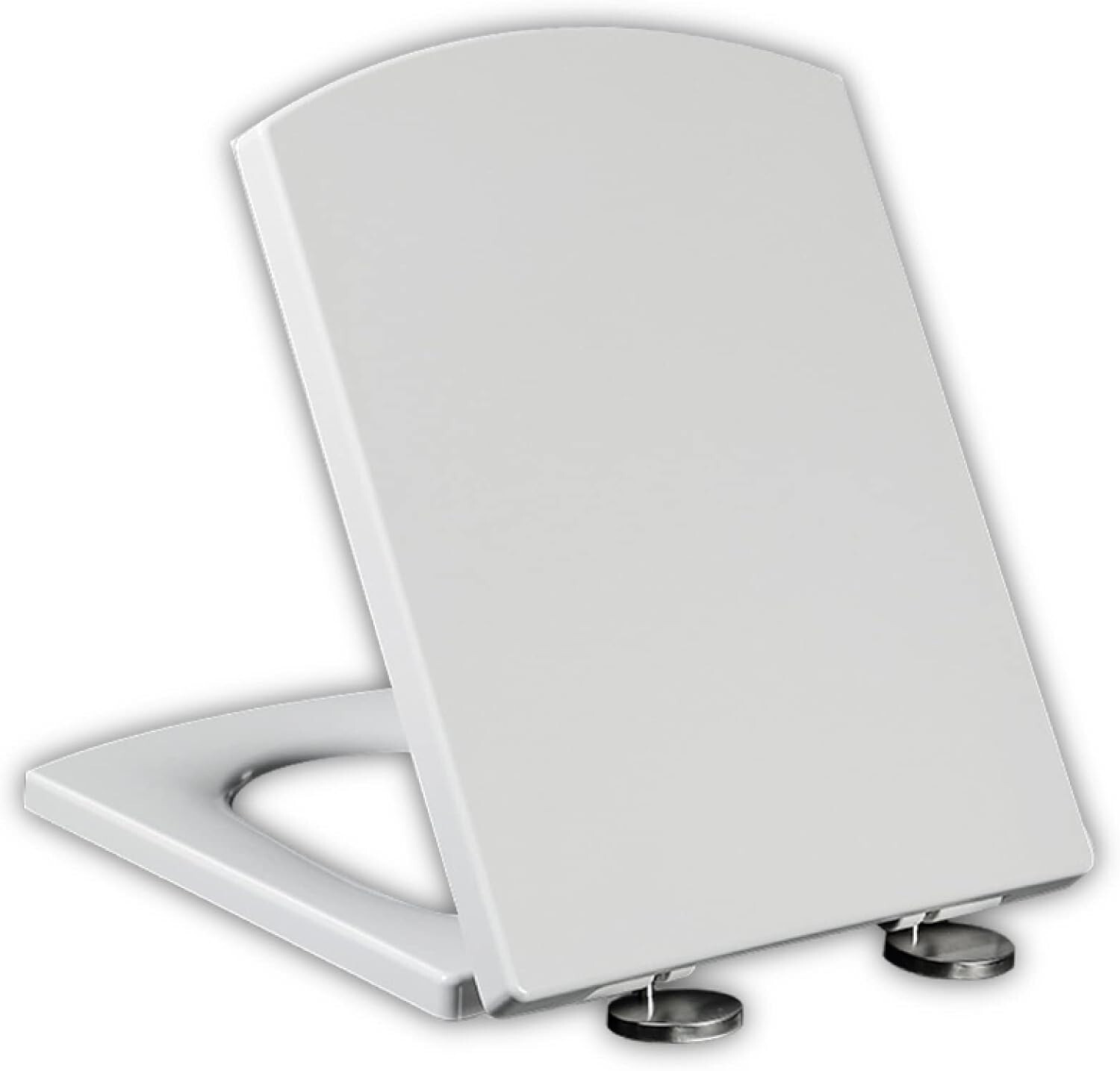 Luxury Square Toilet Seat Heavy Duty White Top Quick Release Hinges