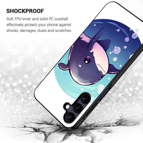For Galaxy S20 S21 S22 S23 S24 FE Ultra Shark kawaii Whale Hard Black Case - Picture 9 of 25
