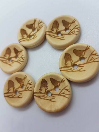 BOTTONI DESIGN MOTIVI LEGNO - ROTONDI, 2 FORI, MEDI, 20 mm, MARRONI, FIORI, UK - Foto 13 di 35