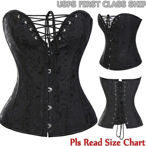 Sexy Womens Steampunk Black Overbust Underbust Corset Top Waist Training Bustier - Picture 41 of 58