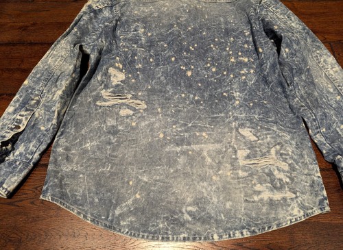 Jordan Craig Men's Distressed Acid Wash Paint Denim Button-Up Shirt Size Large - Picture 16 of 20