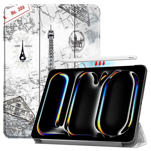 For iPad Air / Pro 13" 11" Slim Trifold Stand Smart Case with Pencil Holder - Picture 18 of 27