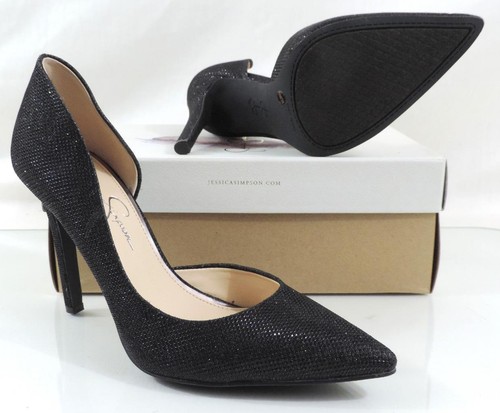 Jessica Simpson Claudette D'Orsay Dress Pump Heels Black Sparkle Mesh Size 11 - Picture 7 of 7