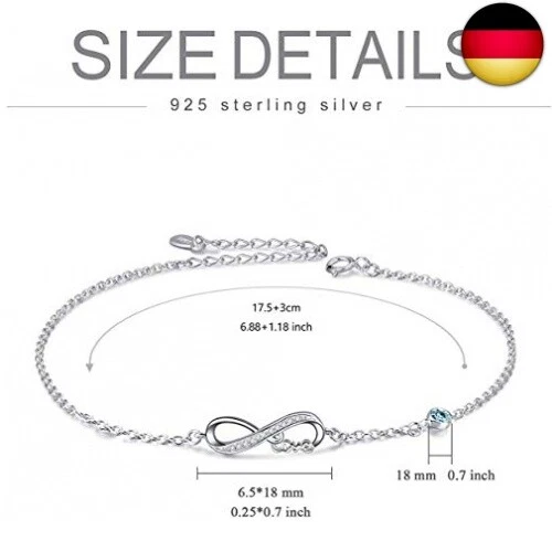 Infinity Armband Damen Sterling Silber 925 Unendlichkeitszeichen Armband - Bild 4 von 7