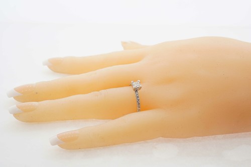 Fine Estate Sale 14k White Gold Diamond Engagement Ring Size 7 G Color - Picture 5 of 6