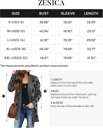 Spring Leopard Print Open Front Knit Cardigan Coat - Long Sleeves - Picture 97 of 148